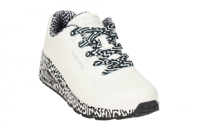 Skechers Uno Schuhe weiß schwarz Tropfen-Print 177959
