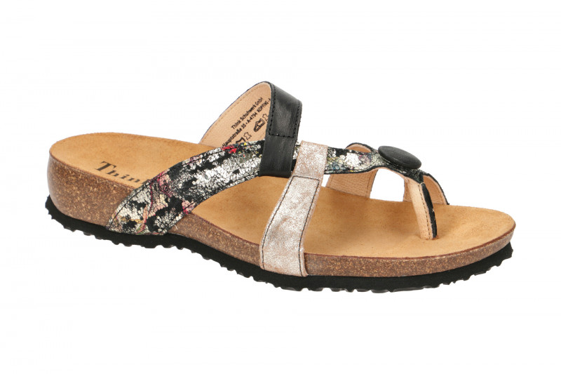 Think Julia Pantolette schwarz gold Zehentrenner