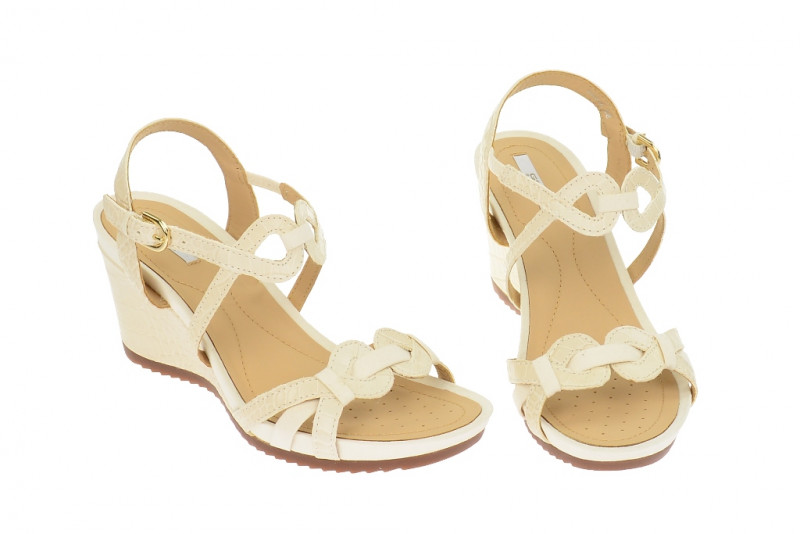 Geox Rorie Keil Sandale milk beige D42P3A