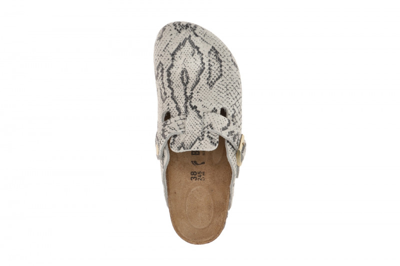 Birkenstock Boston Pantolette grau Snake SCHMAL-WEIT 1033086