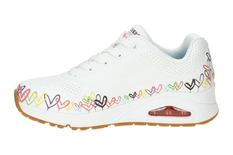 Skechers Uno Schuhe weiß mit bunten Herzen 177917