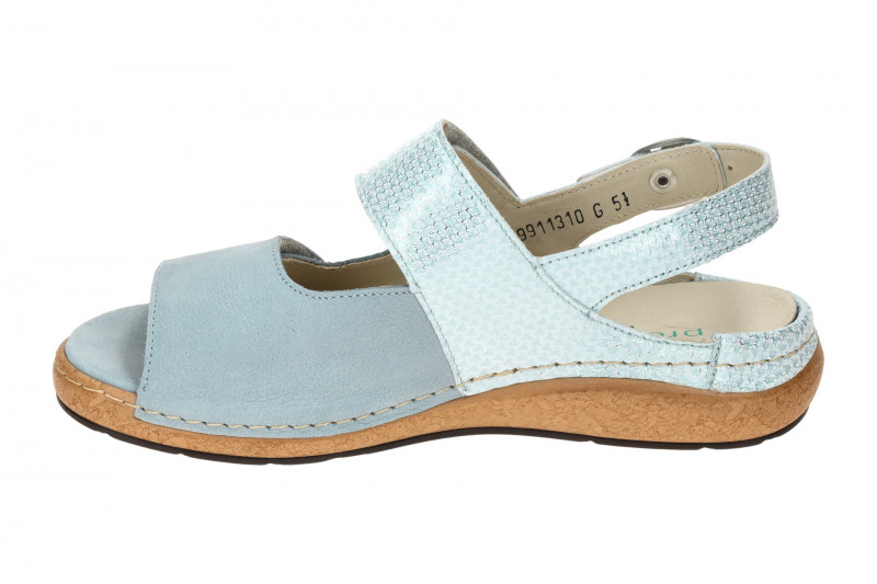 Waldläufer Heliett Sandale blau sky K-Weite Glitzer 681003