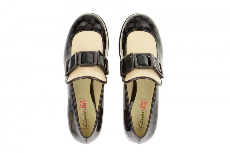 Clarks Slipper Orla schwarz beige Lack 26113420