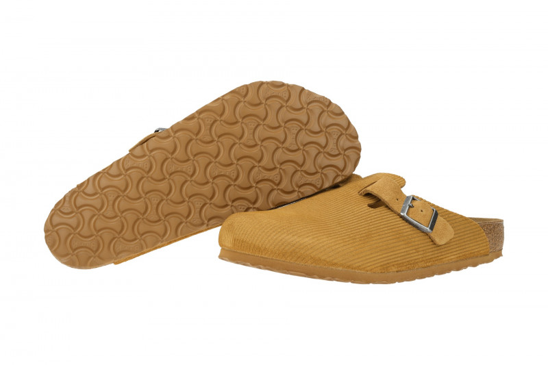 Birkenstock Boston BS Pantolette hellbraun Velour Normal-Weit 1025647