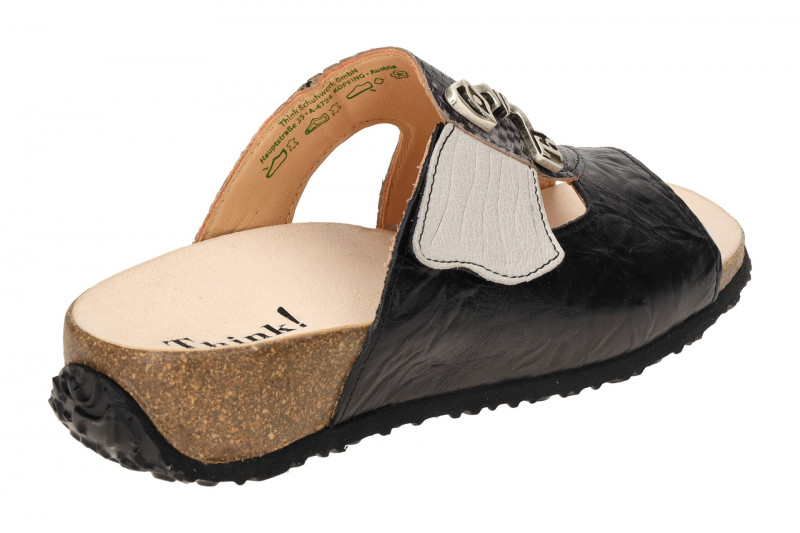 Think Mizzi Pantoletten schwarz grau Klett 124