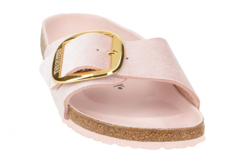Birkenstock Madrid Big Buckle Pantolette rosa Samt Schmal 1023564