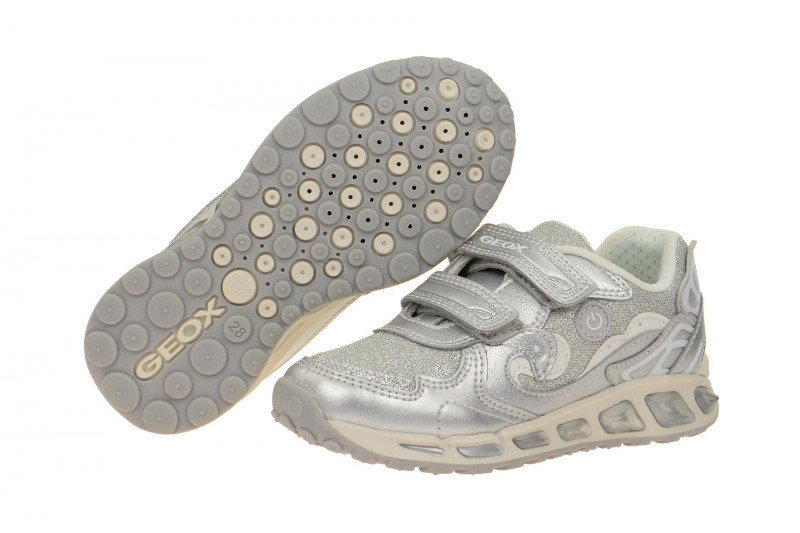Geox Respira Shuttle Girl Kinderschuhe in silber weiß Mädchen