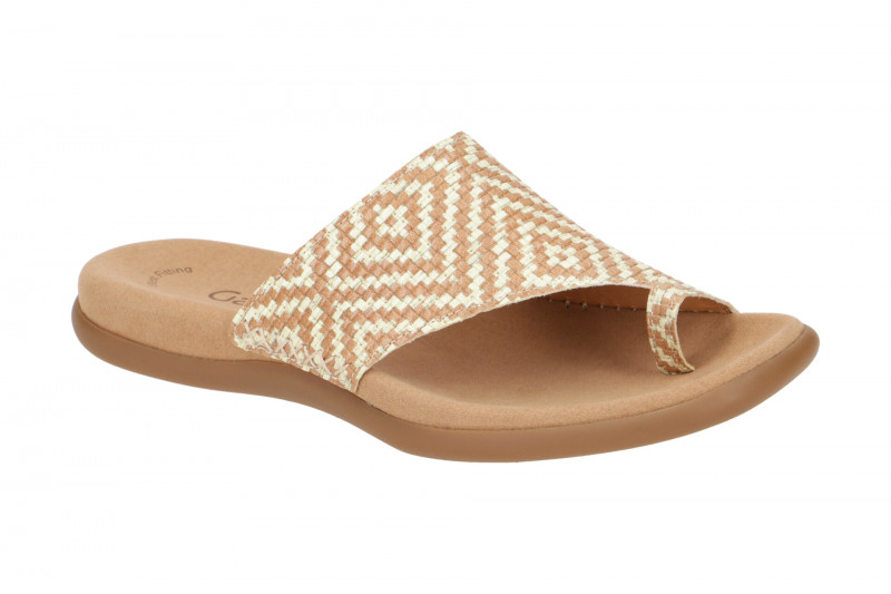 Gabor Zehentrenner Pantolette braun beige Flecht