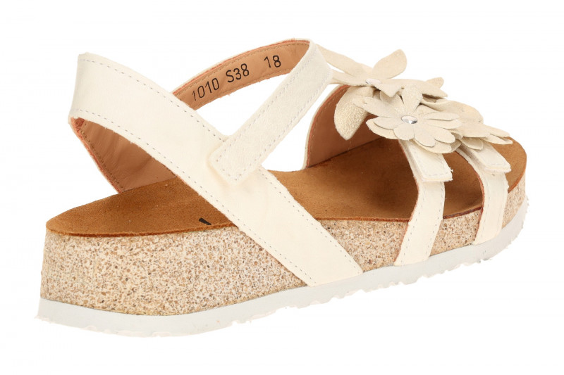 Think Koak Sandale weiß ivory Leder-Blüten 551