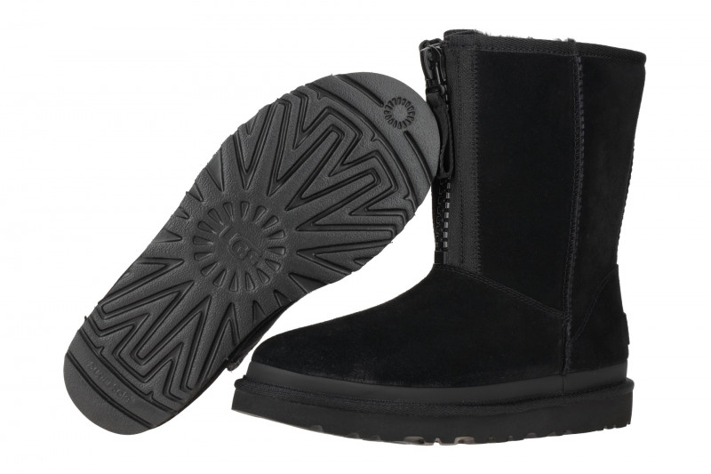 UGG CLASSIC SHORT ZIPPER TAPE LOGO Stiefel schwarz 1144035