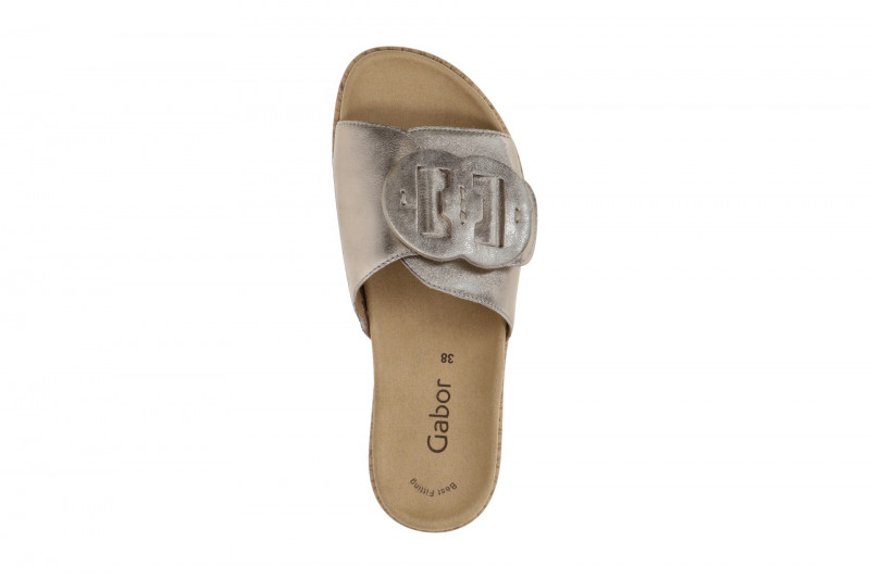 Gabor Plateau Pantolette puder grau gold metallic 63.760.62