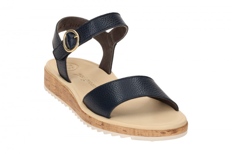 Paul Green Sandale blau Klett genarbtes Leder 7134
