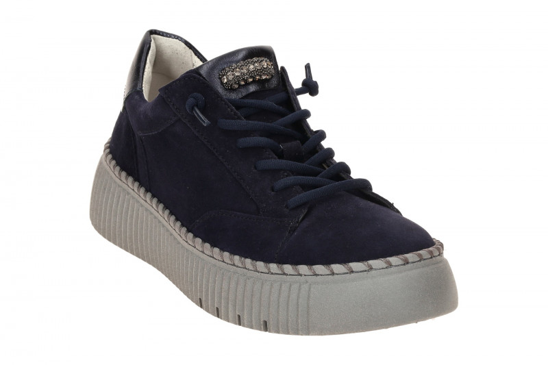 Gabor Schuhe blau Plateau Sneakers Strass-Schmuck 73.243.16