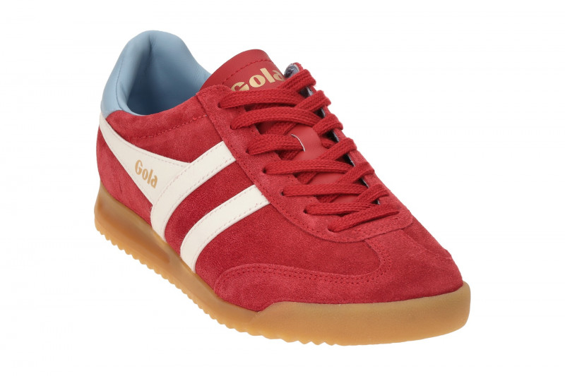 Gola Torpedo Damen Sneakers Schuhe rot weiß Velour CLB761