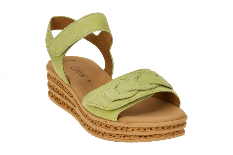 Gabor Fashion Plateau Sandalen grün limette Samt 44.553.11