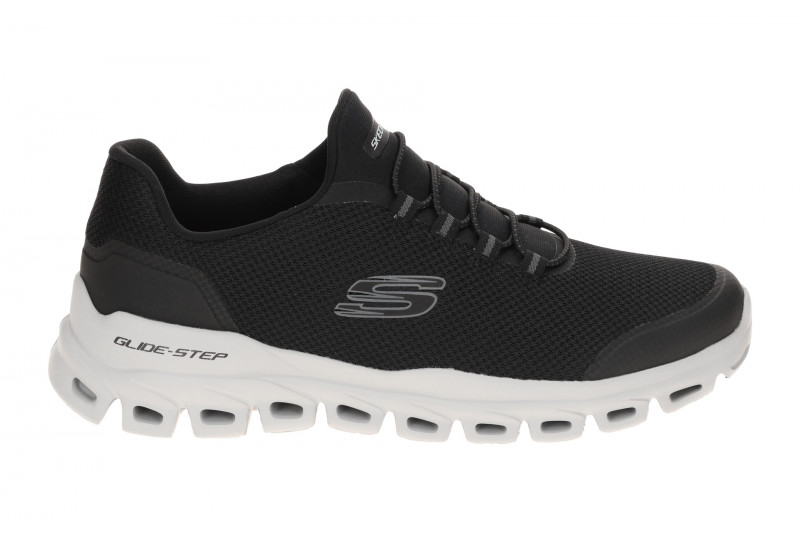 Skechers Glide Step Slipper Schuhe schwarz grau Herren 233016