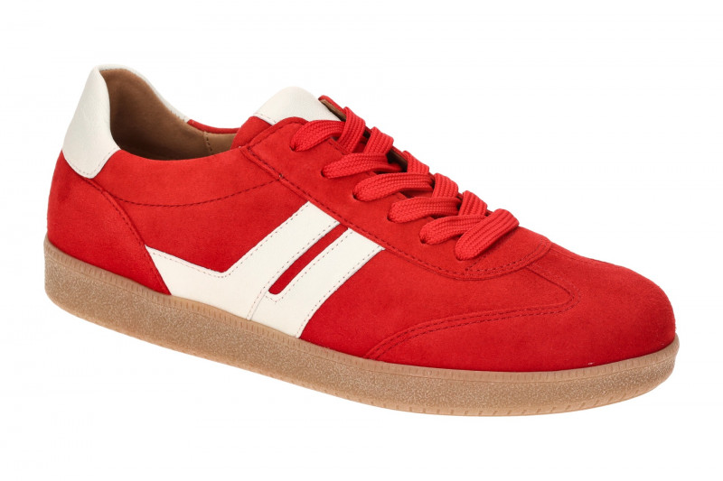Gabor Schuhe Retro-Sneakers rot weiß Velour 63.300.15