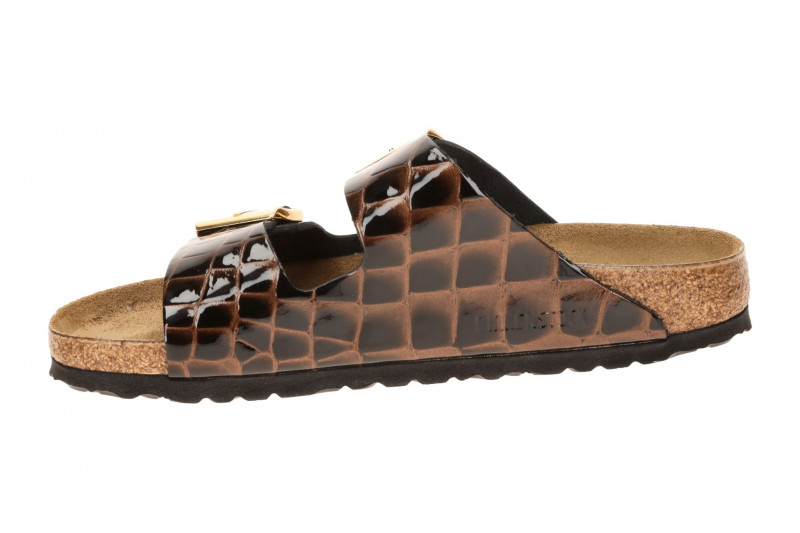 Birkenstock Arizona BS Pantolette schwarz braun Kroko SCHMAL 1032864
