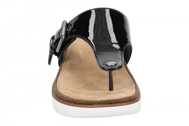 Clarks Elayne Step Pantolette Zehentrenner schwarz Lack