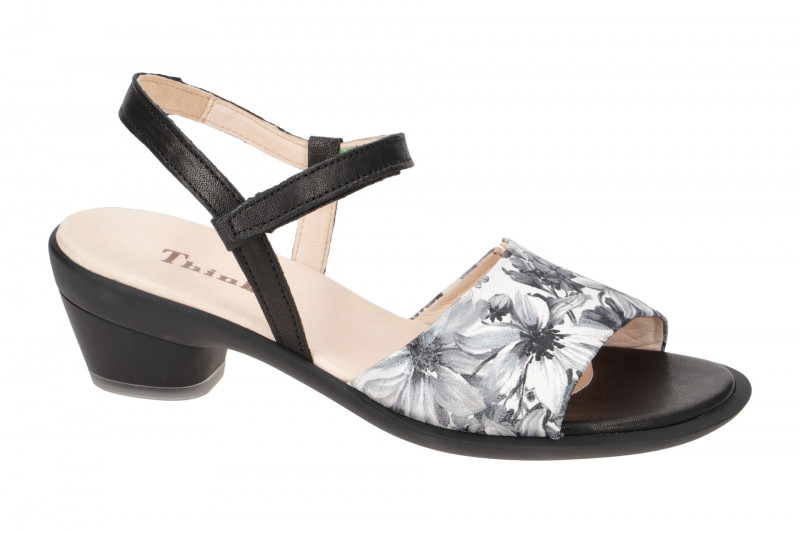 Think Zaza Sandalette schwarz weiß Blumen 596