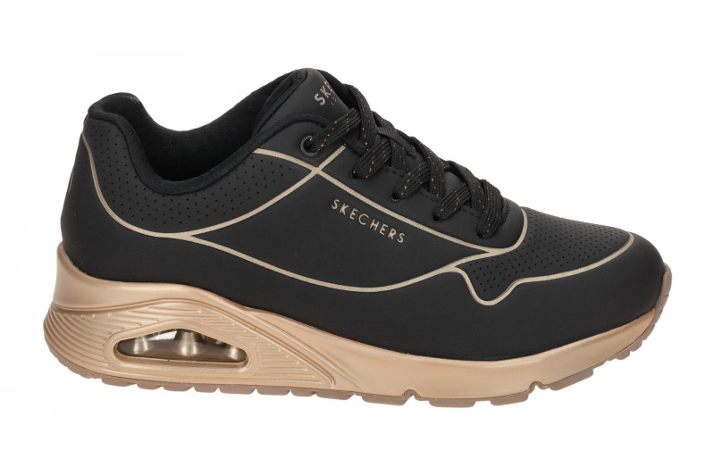 Skechers Uno Schuhe schwarz gold Linien 177087