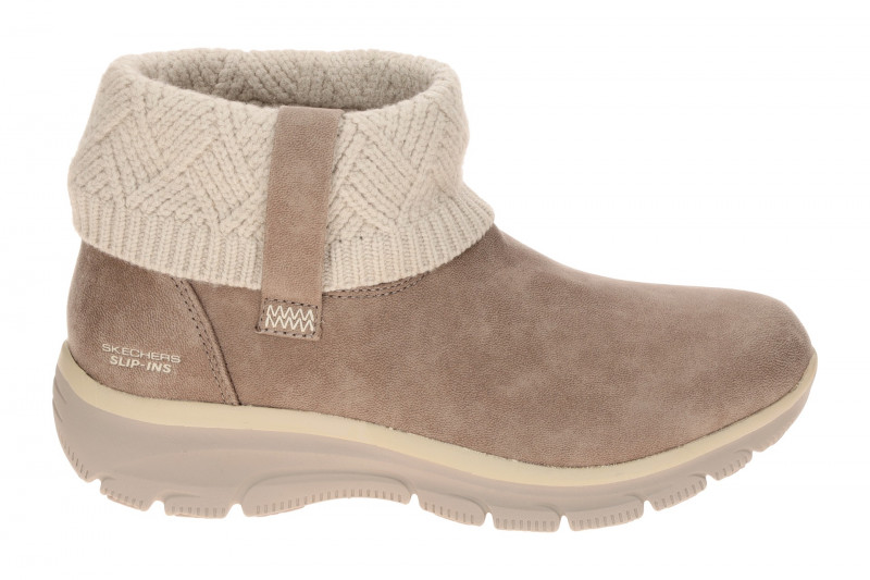 Skechers Easy Going Stiefelette taupe braun Slip Ins Strick