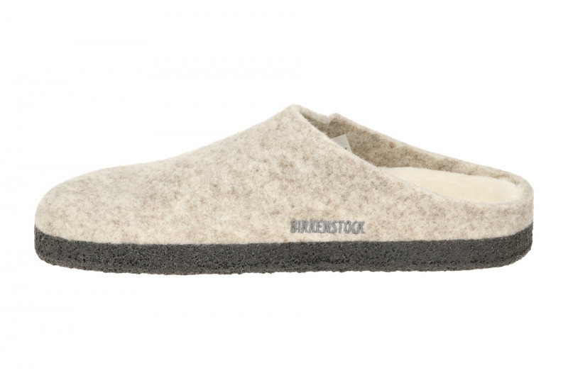 Birkenstock Zermatt Shearling Hausschuhe Clogs hellgrau eggshell SCHMAL 1020029