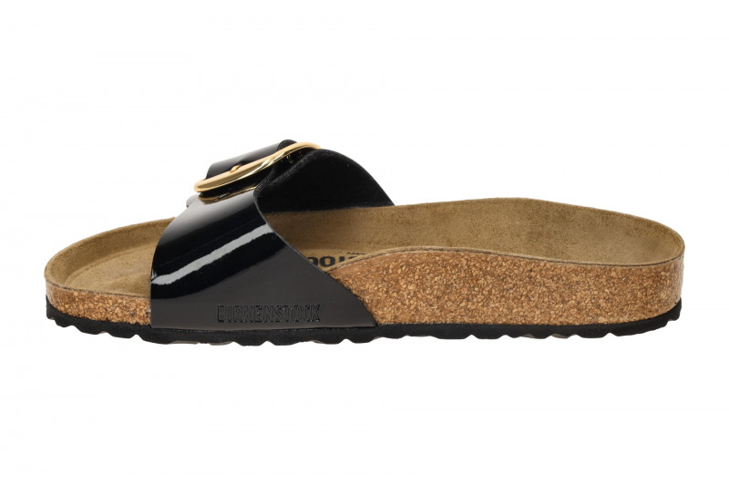 Birkenstock Madrid Big Buckle Pantolette schwarz Lack SCHMAL 1027785