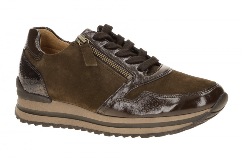 Gabor comfort Sneaker Schuhe braun Samt Lack H-Weite 6021