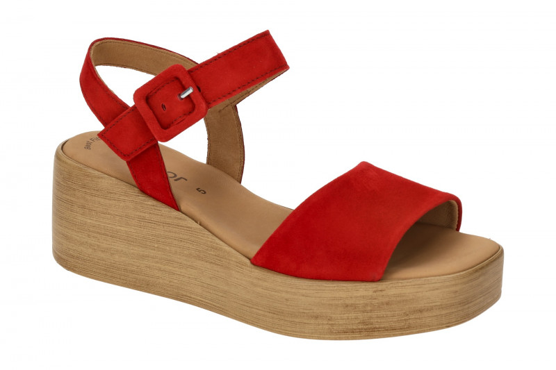 Gabor Fashion Keil Sandalen rubin rot Samt 44.531.15