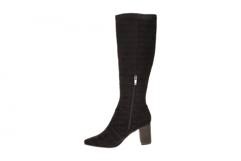 Caprice Lang Schaftstiefel schwarz Stretch Kroko 25520