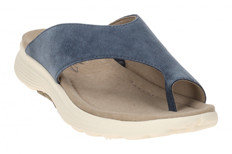 Gabor RollingSoft Pantolette blau river Velour 66.812.36