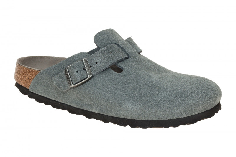 Birkenstock Boston Pantolette grau NORMAL-WEIT Weichbettung 1030870