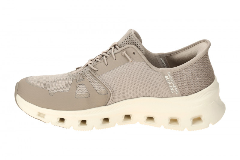 Skechers Glide Step Schuhe taupe braun Damen SLIP INS 150420