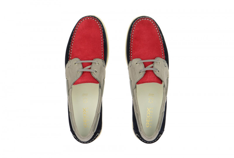 Geox Respira Juarez Schuhe Mokassin in rot blau grau