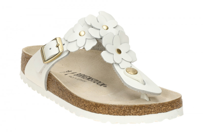 Birkenstock Gizeh Pantolette weiß Blumen SCHMAL 1026735