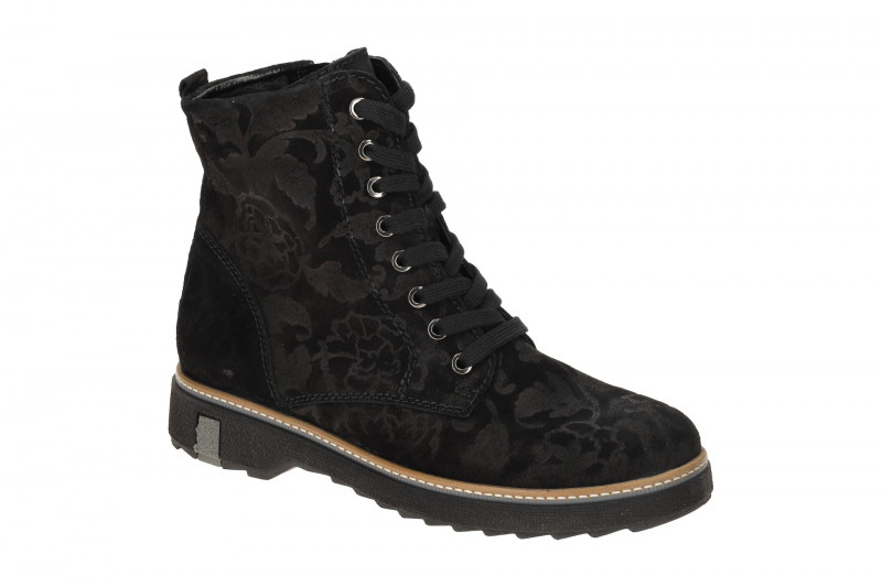 Waldläufer Kitomi Winter Stiefel schwarz Blumen K-Weite