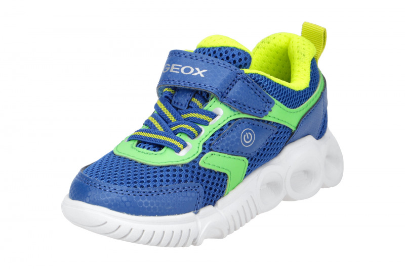 Geox Wroom Kinder Schuhe blau grün Lights J25GAB