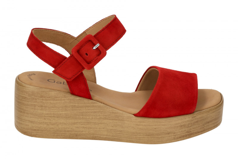 Gabor Fashion Keil Sandalen rubin rot Samt 44.531.15