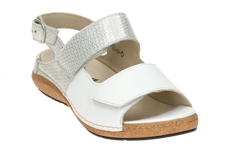 Waldläufer Heliett Sandale weiß silber K-Weite Glitzer 681003