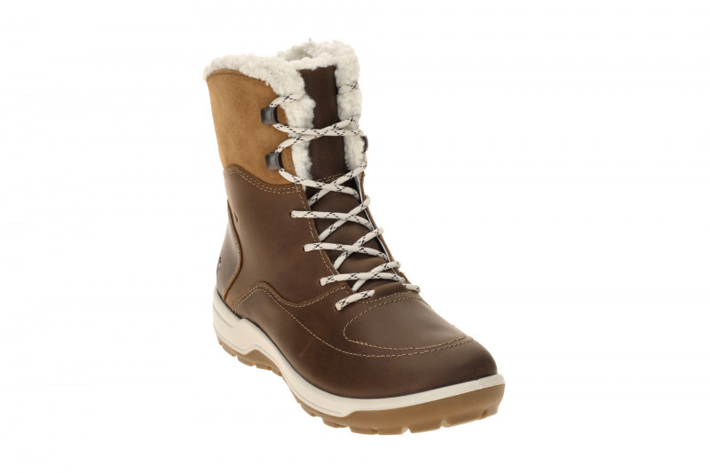 Ecco Trace Stiefel Winter Schnür Boots braun camel Warmfutter