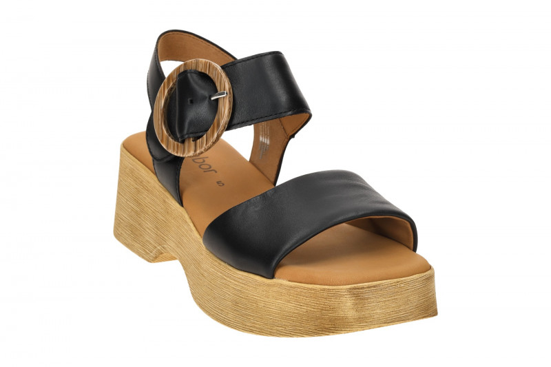 Gabor Fashion Plateau Sandalette schwarz Nappa 64.520.27