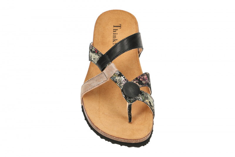 Think Julia Pantolette schwarz gold Zehentrenner