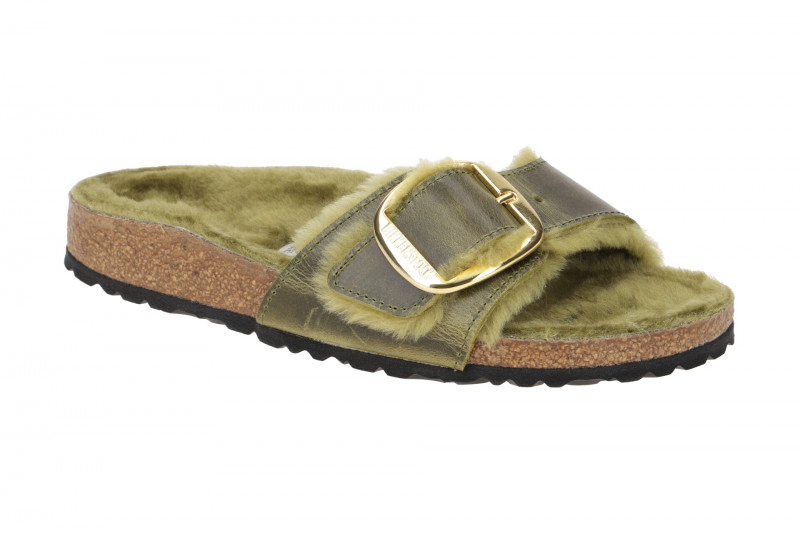 Birkenstock Madrid Big Buckle Shearling Pantolette grün 1023138