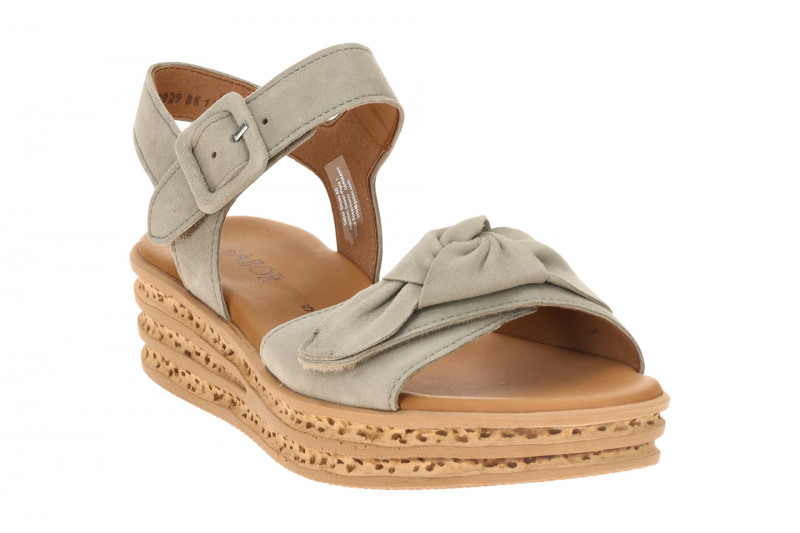 Gabor Plateau Sandalen grün Velour 84.553.11