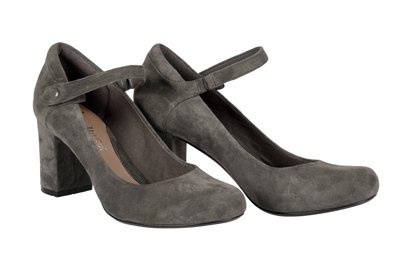 Clarks Deva Dolly Riemchen Pumps grau Velourleder