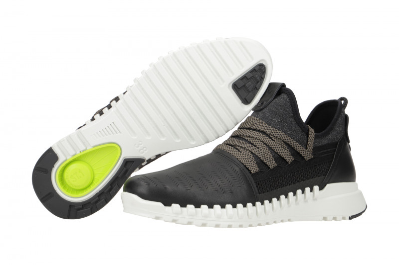 Ecco Zipflex Schuhe schwarz Leder Sneaker 803743