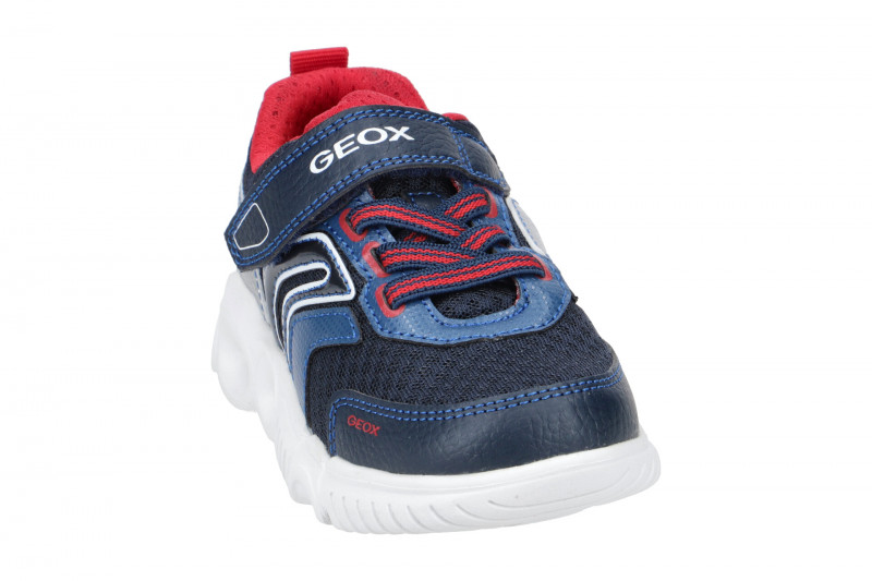 Geox Wroom Kinder Schuhe blau rot Lights J25GAB
