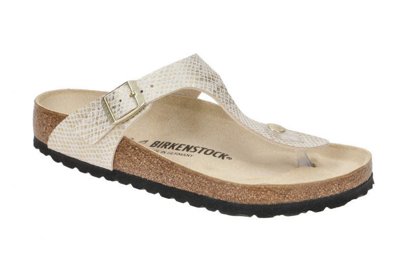 Birkenstock Gizeh BS Pantolette weiß gold python 1018481