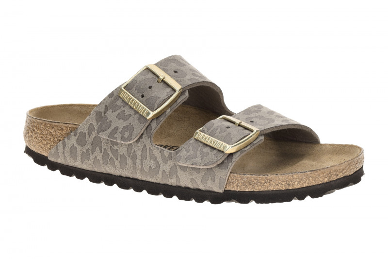 Birkenstock Arizona Pantolette taupe grau Leo SCHMAL 1031941